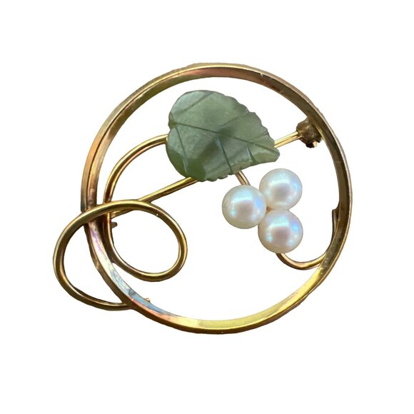 Van Dell 12k Gold Filled Brooch Carved Shell Pearls Vintage Retro MCM, Classi - Picture 2 of 7